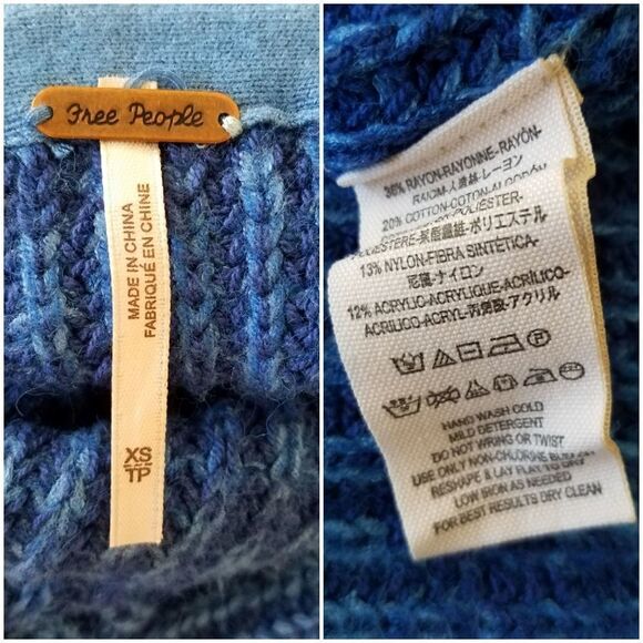 Free People Eleven Turtleneck Tunic Sweater - size XS in Blue - Picture 8 of 8